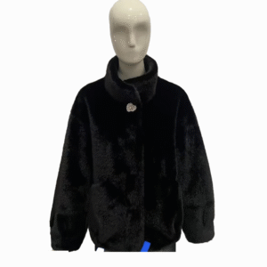 FAUX MINK STAND COLLAR COAT