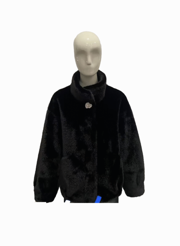 FAUX MINK STAND COLLAR COAT