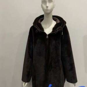FAUX MINK HOODED COAT