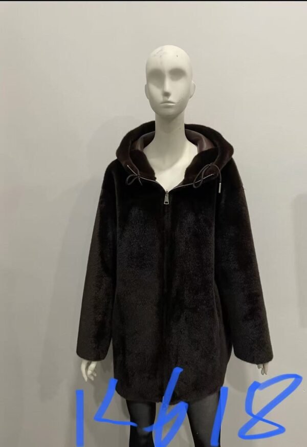 FAUX MINK HOODED COAT