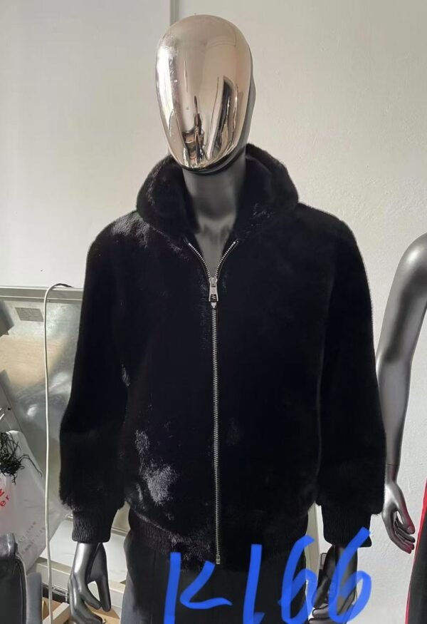 FAUX MINK HOODED JACKET