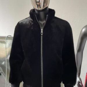 FAUX MINK STAND COLLAR JACKET