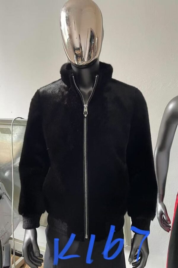 FAUX MINK STAND COLLAR JACKET