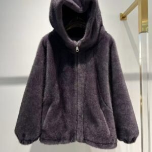 FAUX SHEARLING HOODED ZIP JACKET
