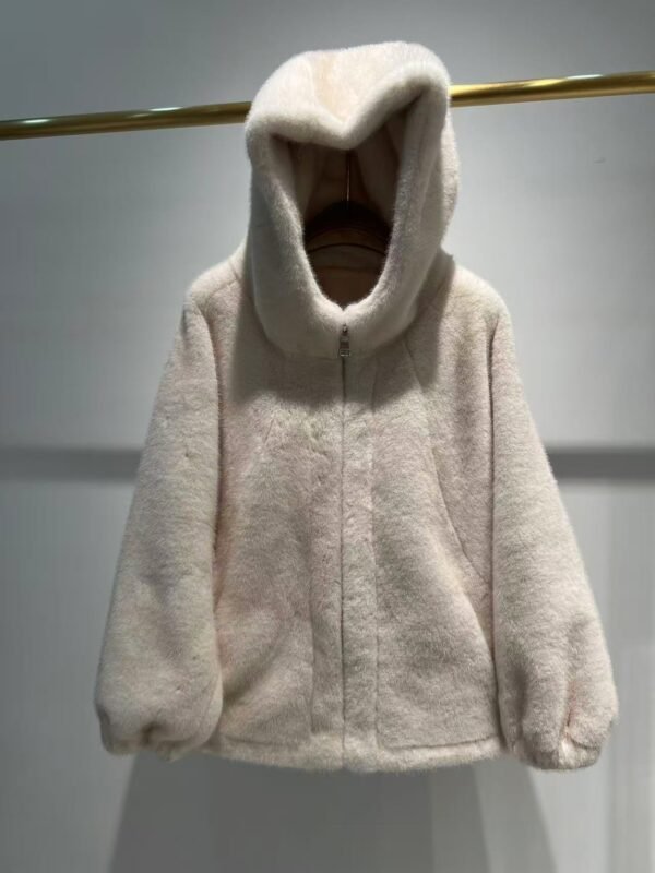 FAUX SHEARLING HOODED ZIP JACKET - Image 2