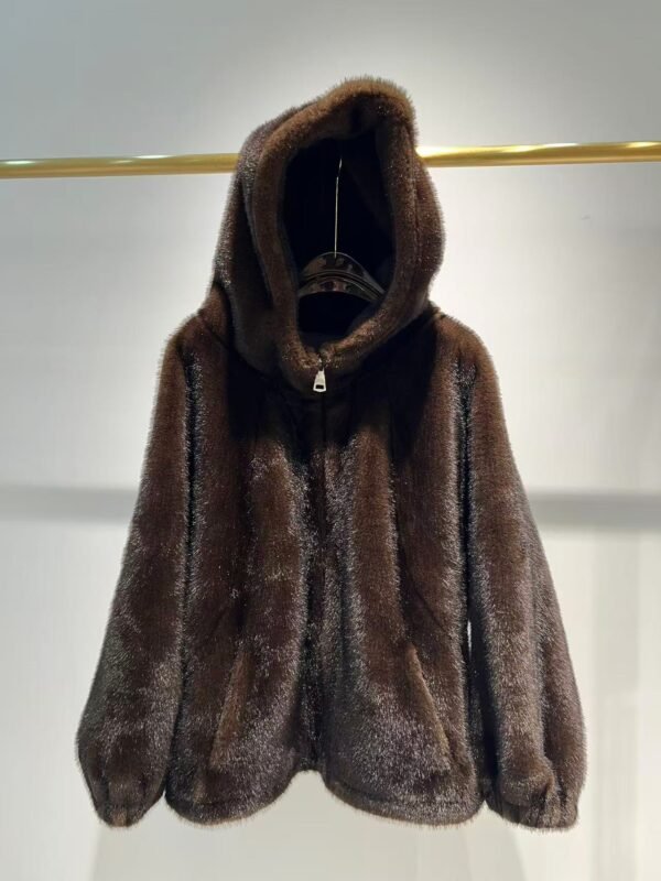 FAUX SHEARLING HOODED ZIP JACKET - Image 3