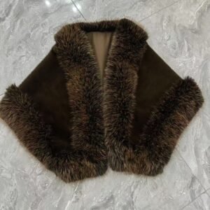 FAUX SHEARLING TRIMMED CAPELET