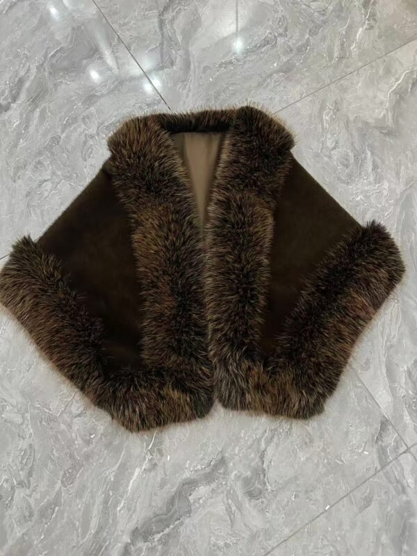 FAUX SHEARLING TRIMMED CAPELET