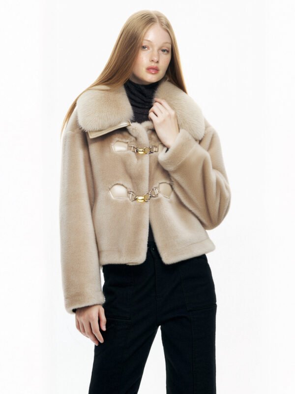 FAUX MINK TOGGLE JACKET – CREAM - Image 10