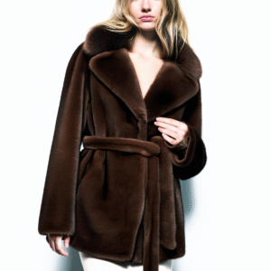 FAUX MINK BELTED COAT