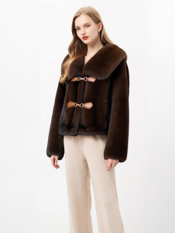 FAUX MINK TOGGLE JACKET – CREAM - Image 5
