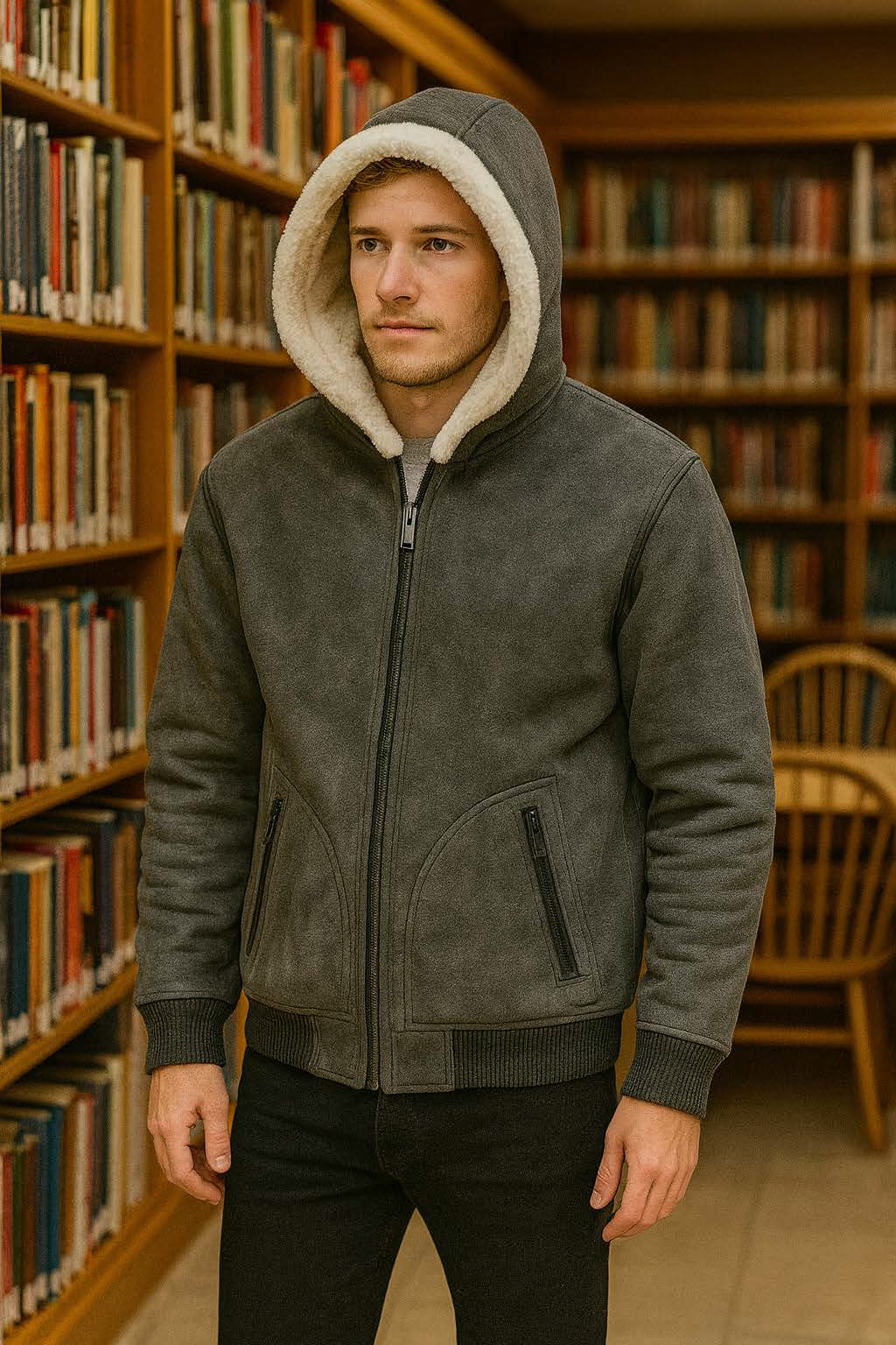 Aviator Shearling-Lined Hooded Jacket – Royal Roland | Sustainable