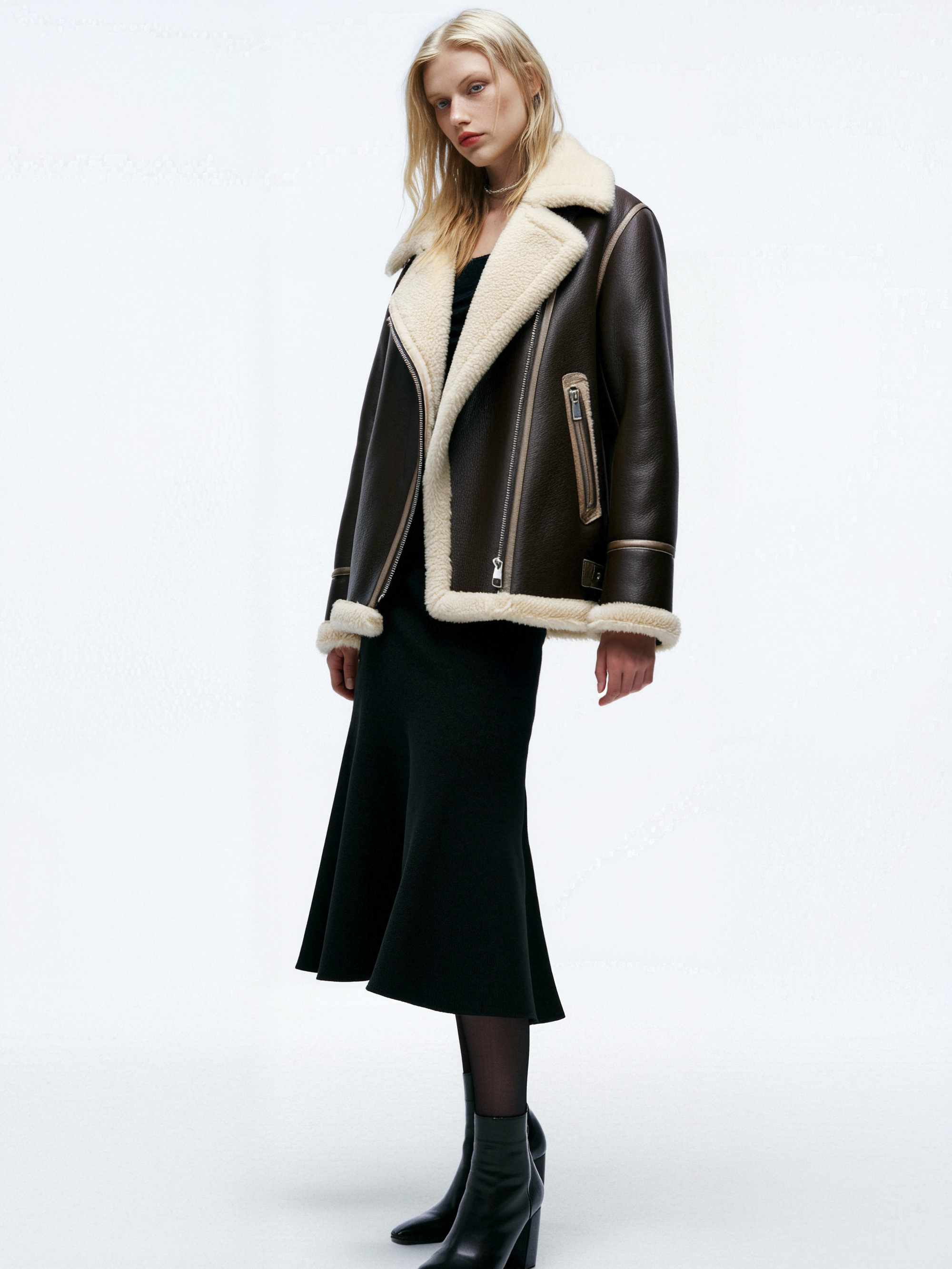 Women’s Shearling-Lined Aviator Jacket